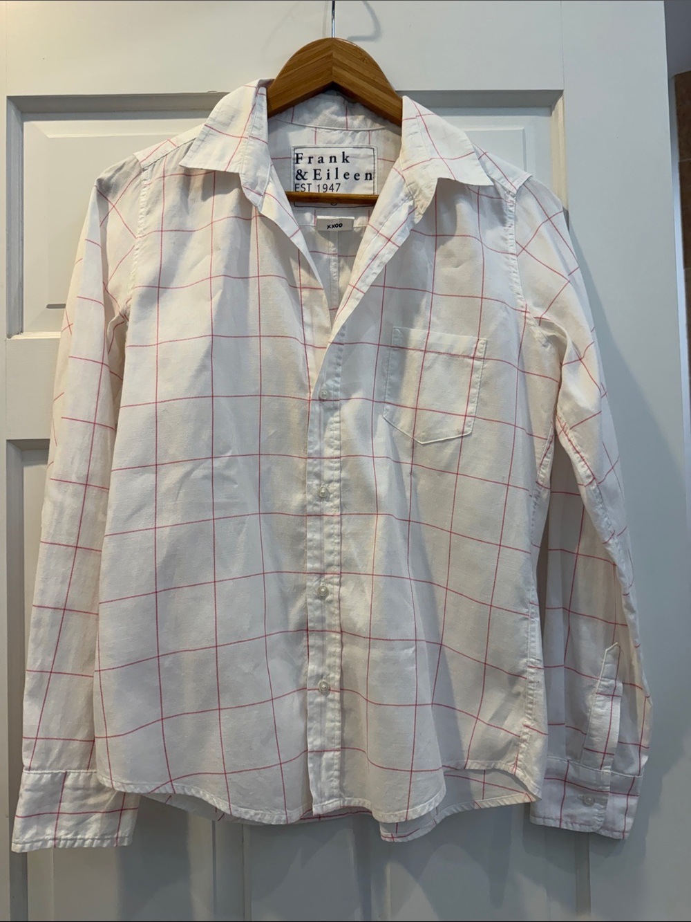 Frank & Eileen White BARRY Shirt with Pink Windowpane Check - Button-Down NWOT